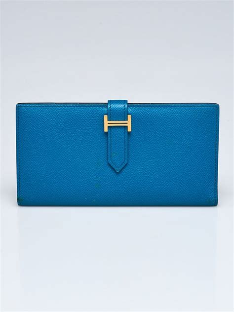 hermes epsom wallet blue izmir|Hermes Blue Izmir Epsom Leather Silk'In Classique Long Wallet.